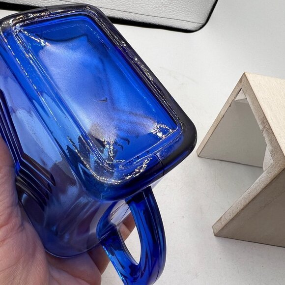Hazel Atlas Art Deco Cobalt Blue Creamer - Picture 8 of 12